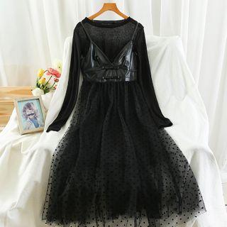 Faux Leather Top + Lace Mesh Dress