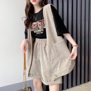 Button Vest / Wide Leg Shorts