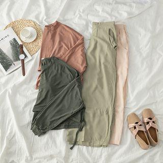 Long-sleeve Cropped Top / Wide-leg Cropped Pants