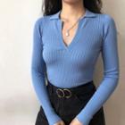 V-neck Slim Long-sleeved Sweater