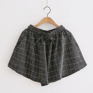 Window Pane Drawstring Shorts