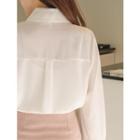 Tie-neck Pintuck Bishop-sleeve Blouse