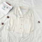 Long-sleeve Striped Button-down Blouse Gold - One Size