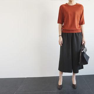 Elastic-waist Long Culottes