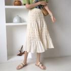 Midi A-line Crinkled Skirt