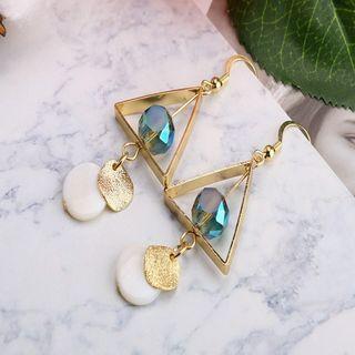 Triangle Alloy Shell Faux Crystal Dangle Earring