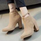 Chunky Heel Cut Out Ankle Boots