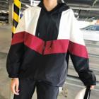 Color Block Hooded Jacket / Contrast Trim Sweatpants