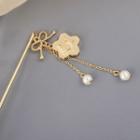 Faux Pearl Alloy Flower Hair Stick As Shown In Figure - One Size