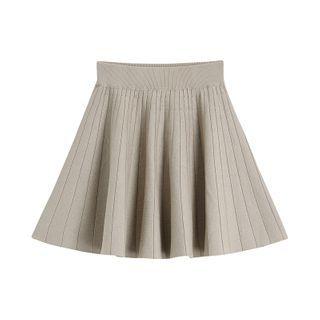Knit A-line Skirt Beige - One Size