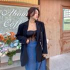 Chain-accent Double-breasted Blazer