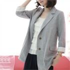 Cuff-sleeve Linen Blend Blazer
