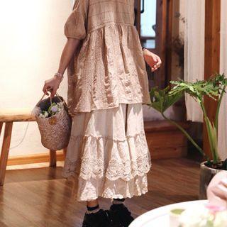Crochet-lace Tiered Midi Skirt
