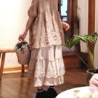 Crochet-lace Tiered Midi Skirt