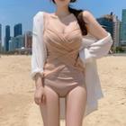 Spaghetti Strap Twist Mesh Swimsuit