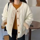 Reversible Fleece Button Jacket Milky White - One Size