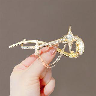 Star Rhinestone Alloy Hair Clip Gold - One Size