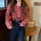 Long-sleeve Melange Cropped Sweater