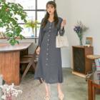 Plus Size Button-front Tie-waist Dress