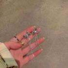 Bow Alloy Fringed Earring 1 Pair - D1378-1 - Silver - One Size