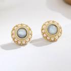 Faux Gemstone Faux Pearl Alloy Earring 1 Pair - Gold - One Size