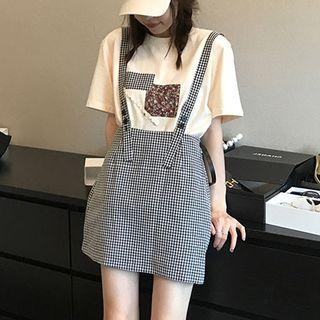 Print Mini A-line Overall Dress