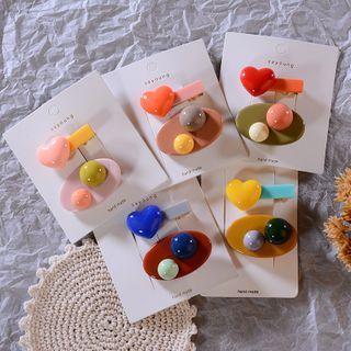 Heart Hair Clip A0961 - Random Color - One Size