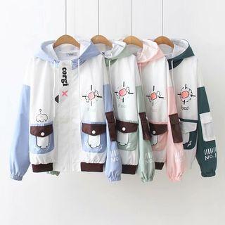 Cartoon Printing Hooded Zip Jacket