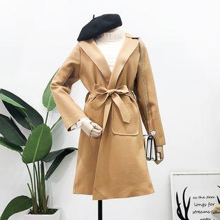Open-front Wool Jacket With Sash