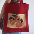 Orange Print Canvas Shopper Bag Red - One Size
