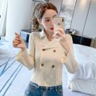 Bell-sleeve Double Breast Knit Cardigan