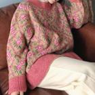 Floral Patterned Sweater Rose Pink - One Size