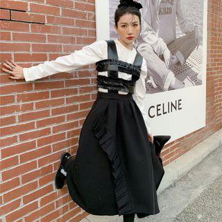 Ruffle Midi Overall Dress