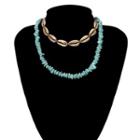 Alloy Shell Turquoise Layered Choker Necklace