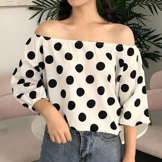 Off Shoulder 3/4-sleeve Top White - One Size