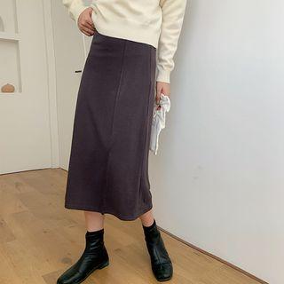 Plain Split A-line Skirt