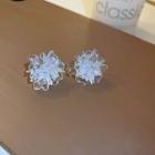 Flower Resin Earring 1 Pair - Earrings - Silver Pin - Flower - Transparent - One Size