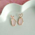Heart & Irregular Resin Dangle Earring