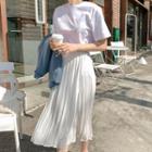 Button-side Accordion-pleat Long Skirt