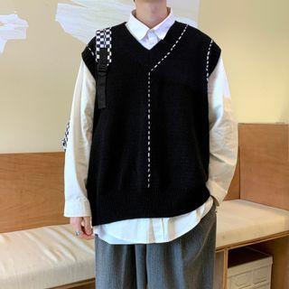 Contrast Stitched Sweater Vest