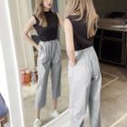 Set: Cropped Tank Top + High-waist Carpi Pants