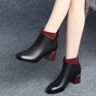 Block Heel Two-tone Ankle Boots