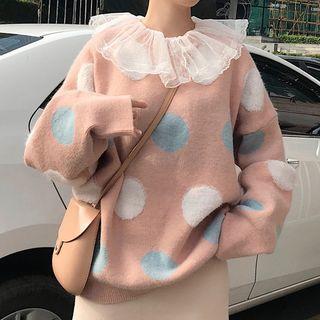 Dotted Sweater / Long-sleeve Sheer Top