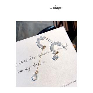 Non-matching Crystal Dangle Earring 1 Pair - As Shown In Figure - One Size