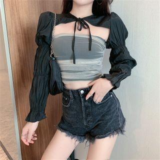 Set: Mesh Panel Bandeau + Cropped Cape Bandeau & Cape - One Size