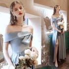 Off-shoulder Slit A-line Evening Gown