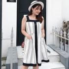 Wide-strap Print A-line Dress