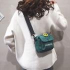 Letter Embroidered Corduroy Crossbody Bag