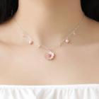 Flower Glaze Pendant Alloy Necklace Gold - One Size