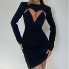 Long Sleeve Cutout Asymmetric Sheath Mini Dress